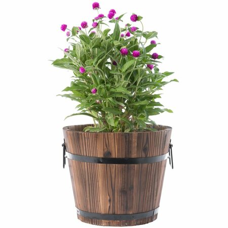INVERNACULO 12 x 10 in. Wooden Whiskey Barrel Planter, Brown - Small IN2641784